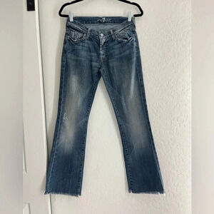 7 For All Mankind jeans 28 bootcut denim distressed raw hem flare western pants